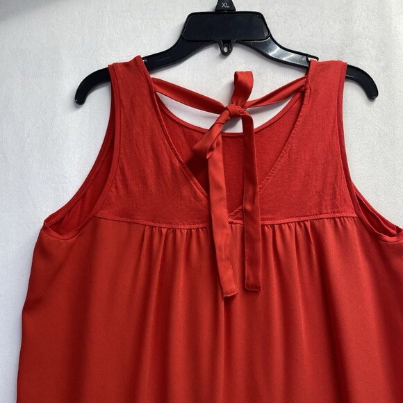 LOFT Sleeveless Round Neck Tank Top Women Medium Red Semi-Sheer Keyhole Back - Picture 8 of 11